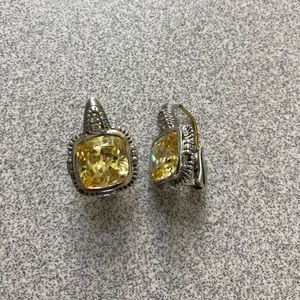 Judith Ripka Canary Earrings w Diamonds